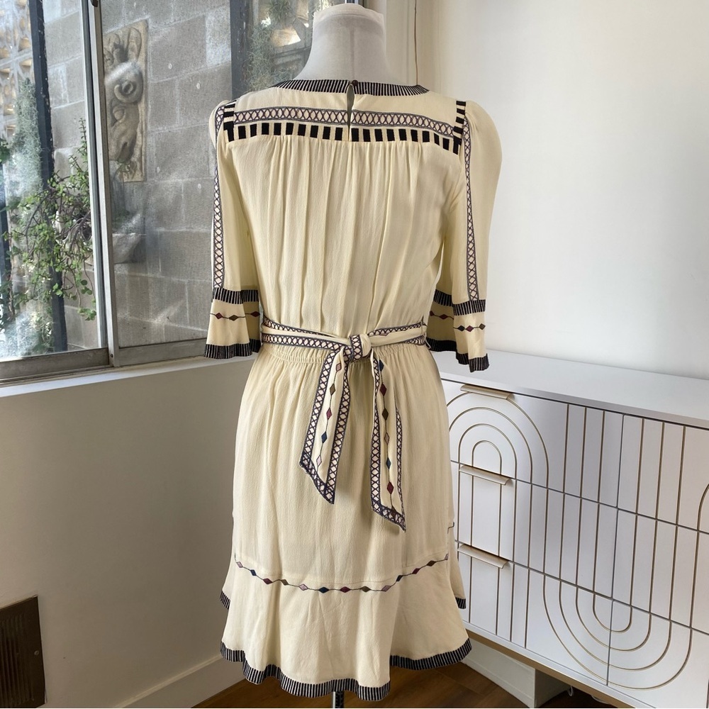 ba&sh NWOT Plaza Embroidered Bell Sleeve Mini Dress Ecru Size S / US 6 - Picture 5 of 12